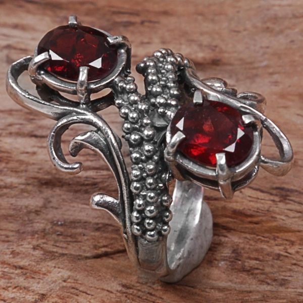 Alternate image for Hand Made Garnet Cocktail Ring from Indonesia Magical Union in Red