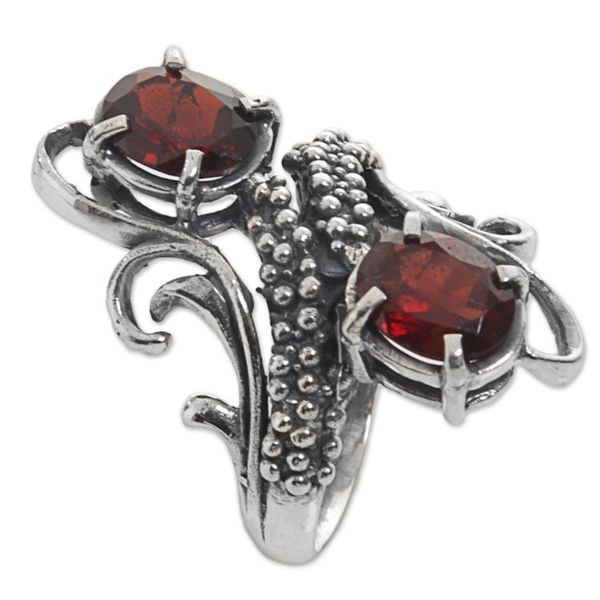 Alternate image for Hand Made Garnet Cocktail Ring from Indonesia Magical Union in Red