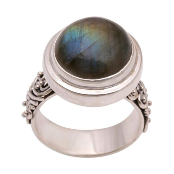Alternate image for Labradorite and Sterling Silver Dome Ring from Bali Lovely Forest