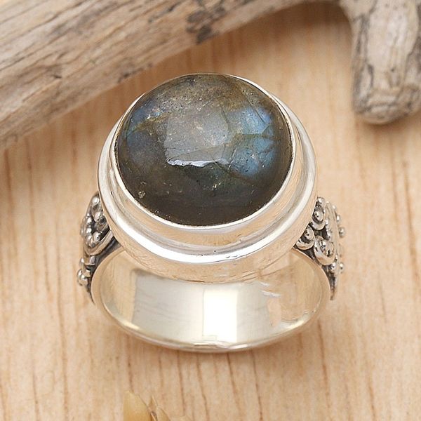 Alternate image for Labradorite and Sterling Silver Dome Ring from Bali Lovely Forest