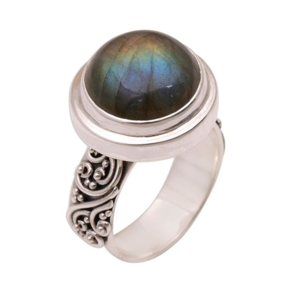 Alternate image for Labradorite and Sterling Silver Dome Ring from Bali Lovely Forest