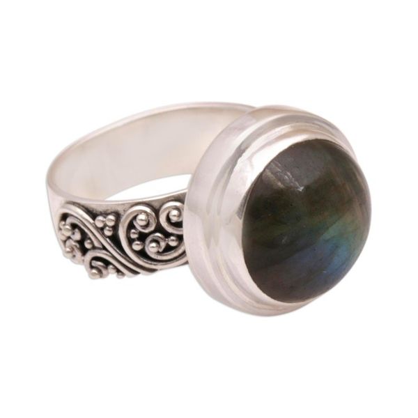 Alternate image for Labradorite and Sterling Silver Dome Ring from Bali Lovely Forest