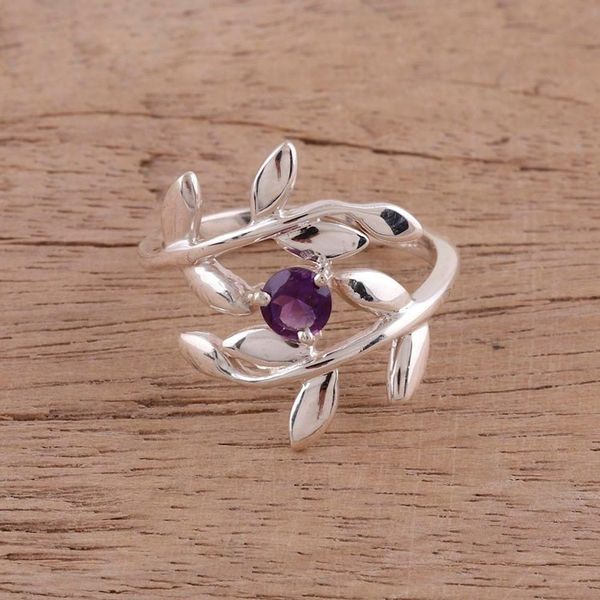 Alternate image for 925 Sterling Silver Amethyst Cocktail Ring from India Lavender Branches