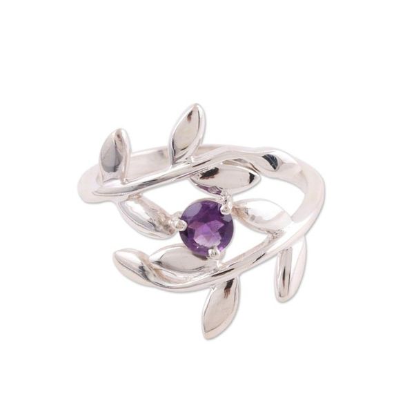 Alternate image for 925 Sterling Silver Amethyst Cocktail Ring from India Lavender Branches