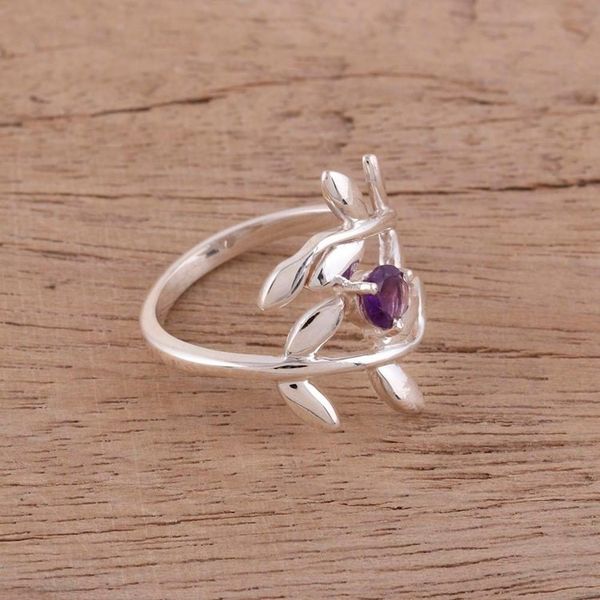 Alternate image for 925 Sterling Silver Amethyst Cocktail Ring from India Lavender Branches