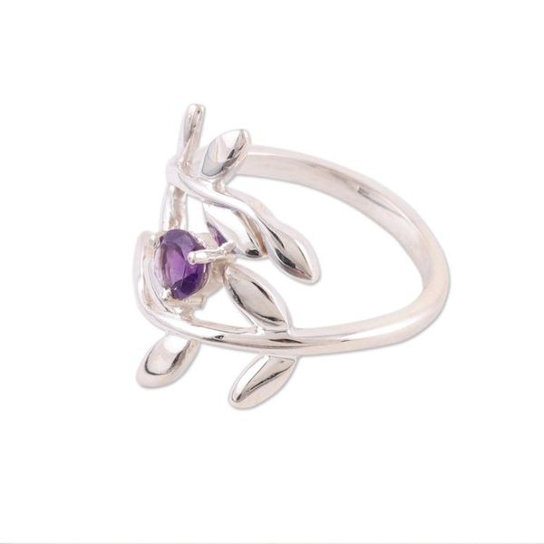 Alternate image for 925 Sterling Silver Amethyst Cocktail Ring from India Lavender Branches
