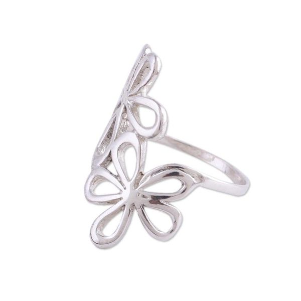 Alternate image for Sterling Silver Floral Cocktail Ring from India Twin Floral Beauty