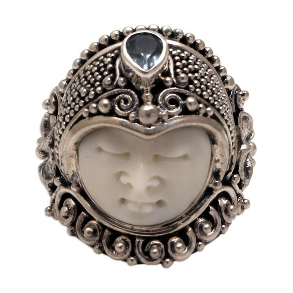 Alternate image for Blue Topaz and Bone Cocktail Ring from Bali Bali Prince