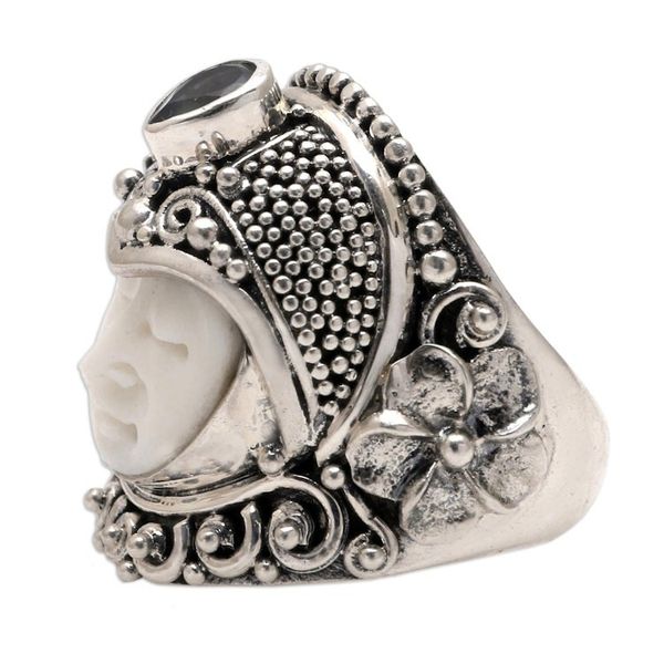 Alternate image for Blue Topaz and Bone Cocktail Ring from Bali Bali Prince