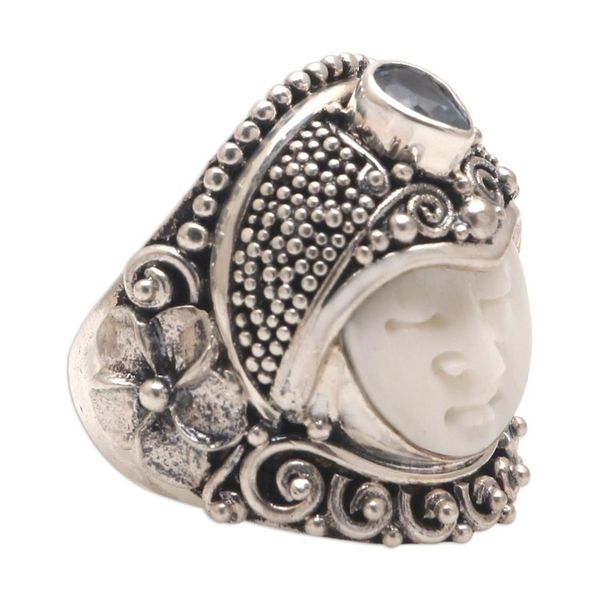 Alternate image for Blue Topaz and Bone Cocktail Ring from Bali Bali Prince