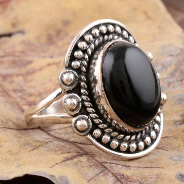 Alternate image for Black Onyx Cocktail Ring from India Intrinsic
