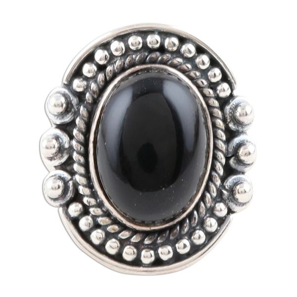 Alternate image for Black Onyx Cocktail Ring from India Intrinsic