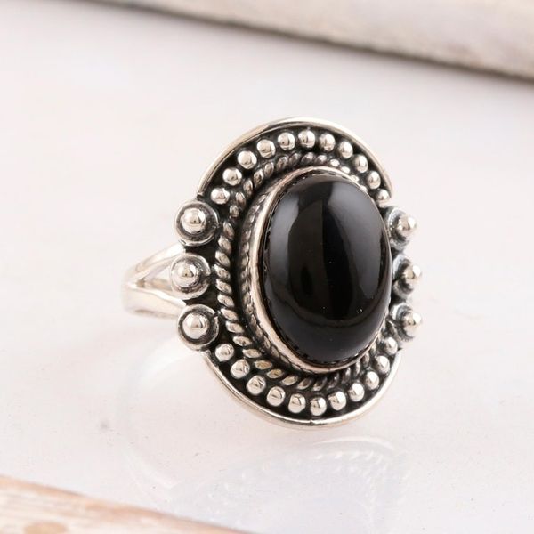 Alternate image for Black Onyx Cocktail Ring from India Intrinsic