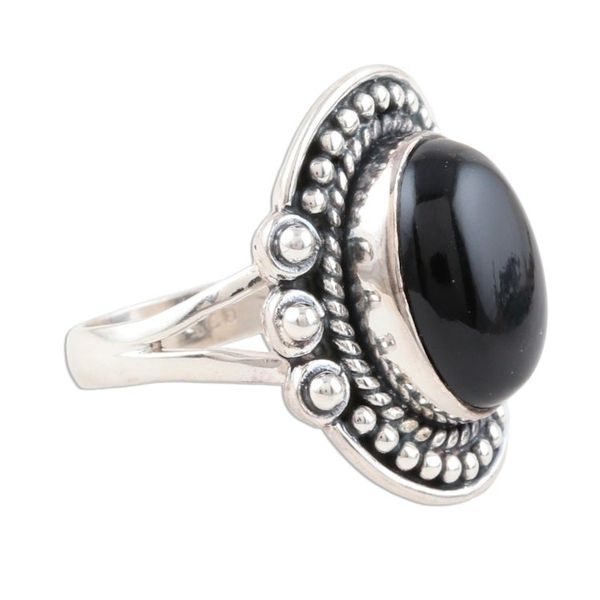 Alternate image for Black Onyx Cocktail Ring from India Intrinsic