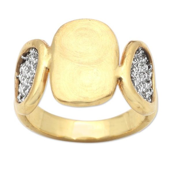 Alternate image for Handmade Gold-Plated Brass and Mesh Band Ring Golden Eye