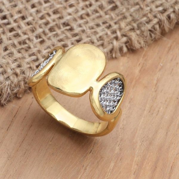 Alternate image for Handmade Gold-Plated Brass and Mesh Band Ring Golden Eye