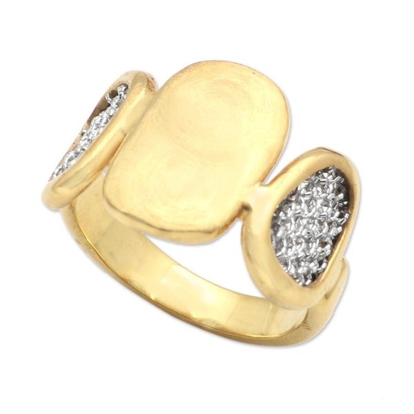 Alternate image for Handmade Gold-Plated Brass and Mesh Band Ring Golden Eye