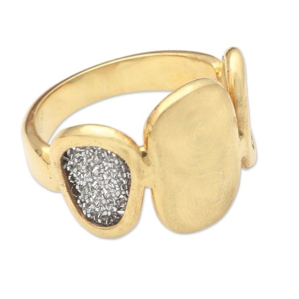 Alternate image for Handmade Gold-Plated Brass and Mesh Band Ring Golden Eye