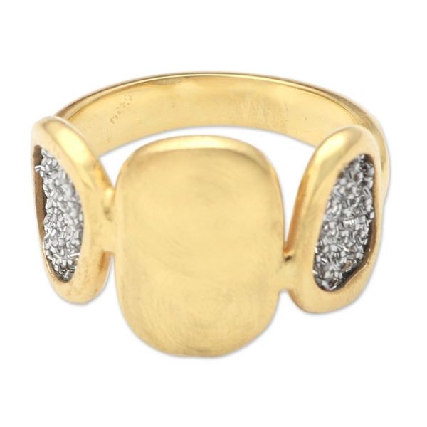 Alternate image for Handmade Gold-Plated Brass and Mesh Band Ring Golden Eye