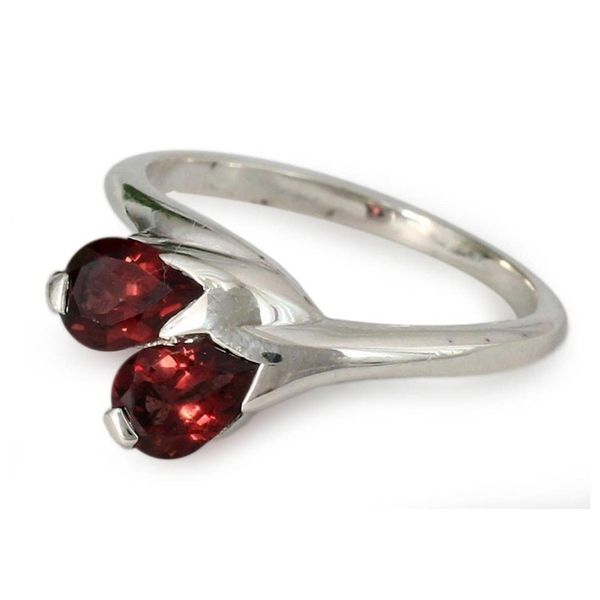 Alternate image for Artisan Crafted Garnet and Silver Ring Rose of Love