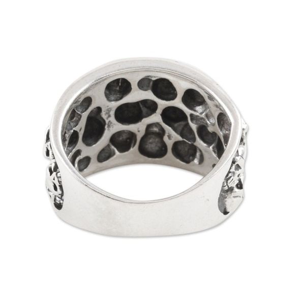 Alternate image for Mens Sterling Silver Skull Domed Ring from India Underworld Treasure