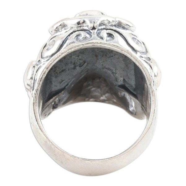 Alternate image for Sterling Silver Skull Cocktail Ring with Garnet Stones Passionate Specter