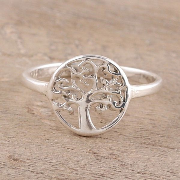 Alternate image for Tree-Themed Sterling Silver Band Ring from India Framed Tree