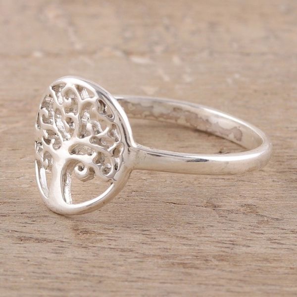 Alternate image for Tree-Themed Sterling Silver Band Ring from India Framed Tree