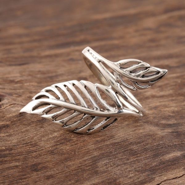 Alternate image for Sterling Silver Leaf Cocktail Ring from India Leafy Duo
