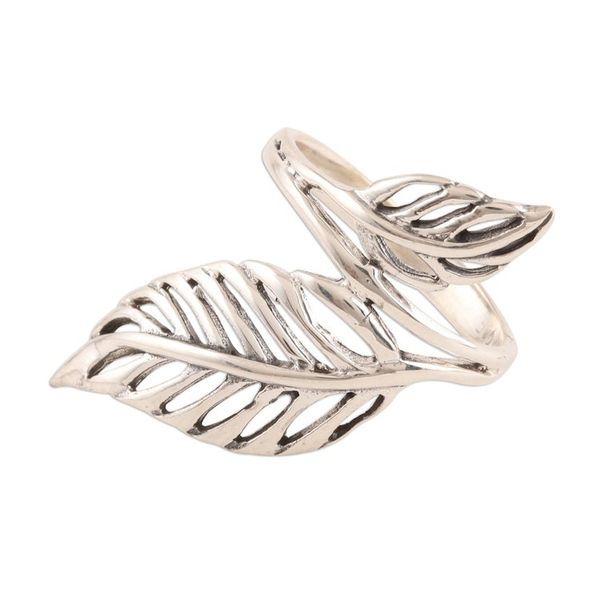Alternate image for Sterling Silver Leaf Cocktail Ring from India Leafy Duo