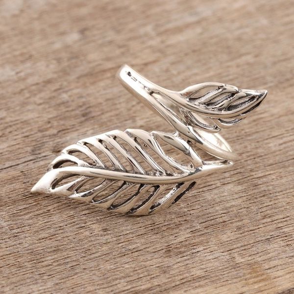 Alternate image for Sterling Silver Leaf Cocktail Ring from India Leafy Duo
