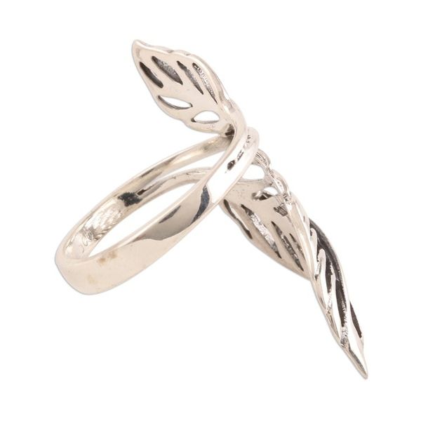 Alternate image for Sterling Silver Leaf Cocktail Ring from India Leafy Duo