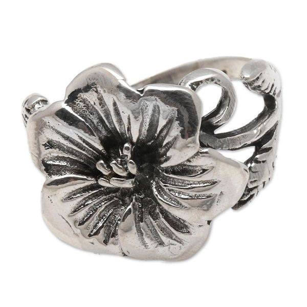 Alternate image for Floral Sterling Silver Cocktail Ring from Bali Fascinating Bloom