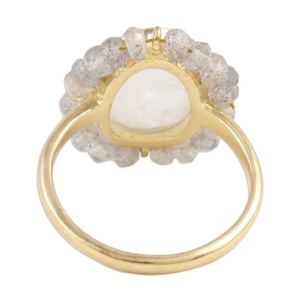 Alternate image for 18k Gold-Plated Cocktail Ring with Faceted Gem and Beads Radiant Oasis
