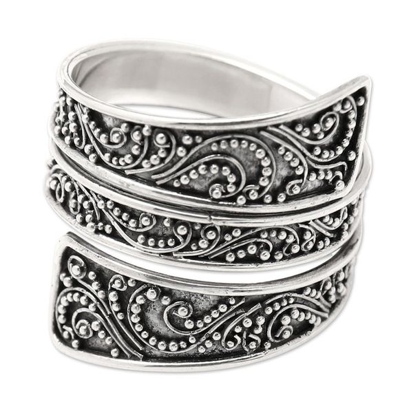Alternate image for Polished Traditional Balinese Sterling Silver Wrap Ring Meet Me in Bali