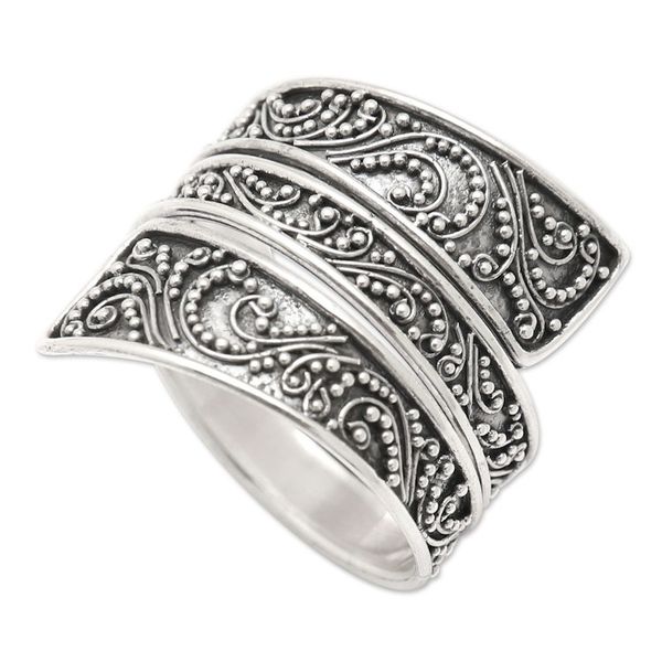 Alternate image for Polished Traditional Balinese Sterling Silver Wrap Ring Meet Me in Bali
