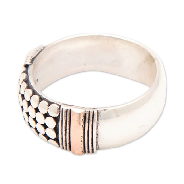 Alternate image for Mens Sterling Silver Band Ring with Dots and Gold Accents Knights Dots