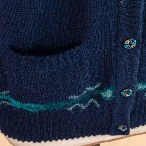 Alternate image for Peacock and Floral-Themed Intarsia Knit 100 Alpaca Cardigan Majestic Peacock