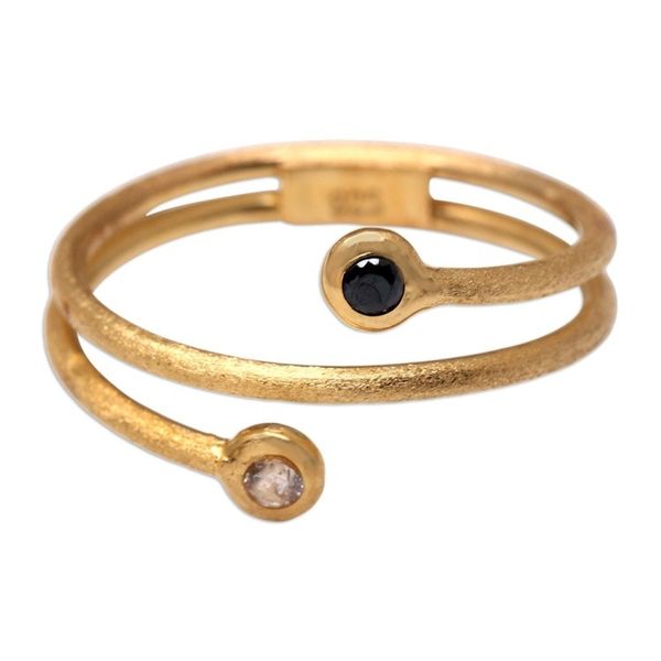 Alternate image for 14K Gold Plated Wrap Ring with Cubic Zirconia and Crystal Light to Dark
