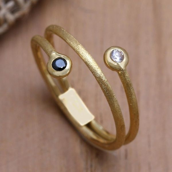 Alternate image for 14K Gold Plated Wrap Ring with Cubic Zirconia and Crystal Light to Dark