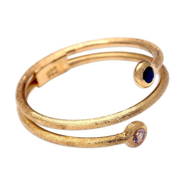 Alternate image for 14K Gold Plated Wrap Ring with Cubic Zirconia and Crystal Light to Dark