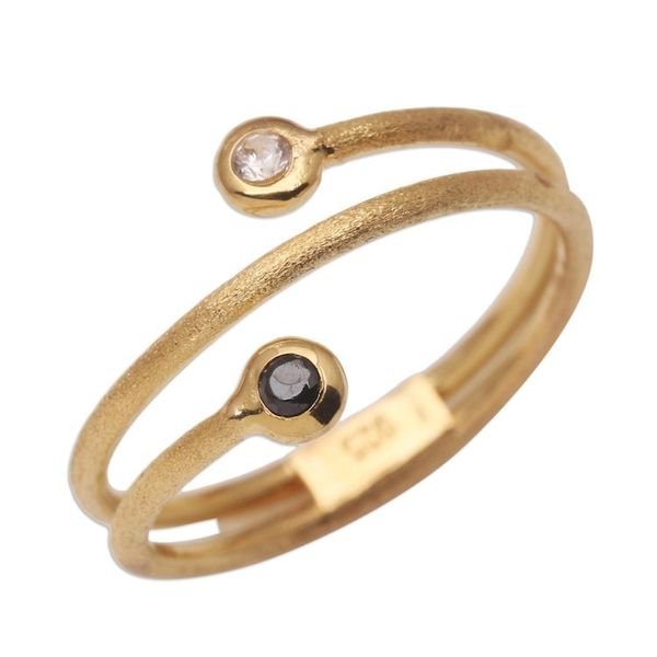 Alternate image for 14K Gold Plated Wrap Ring with Cubic Zirconia and Crystal Light to Dark
