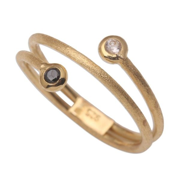 Alternate image for 14K Gold Plated Wrap Ring with Cubic Zirconia and Crystal Light to Dark