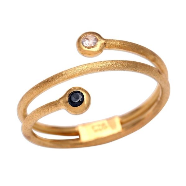 Alternate image for 14K Gold Plated Wrap Ring with Cubic Zirconia and Crystal Light to Dark