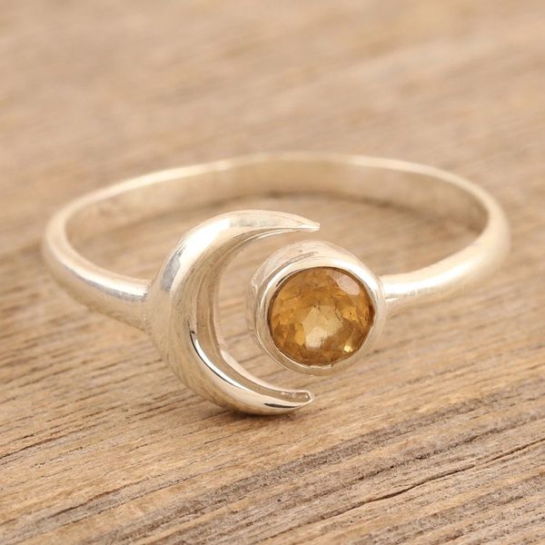 Alternate image for Sterling Silver Wrap Ring with Faceted Citrine Stone Warm Celestial Beauty