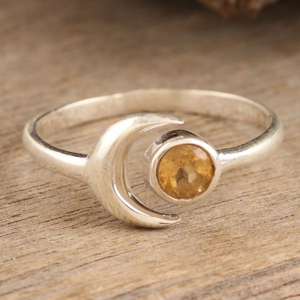 Alternate image for Sterling Silver Wrap Ring with Faceted Citrine Stone Warm Celestial Beauty