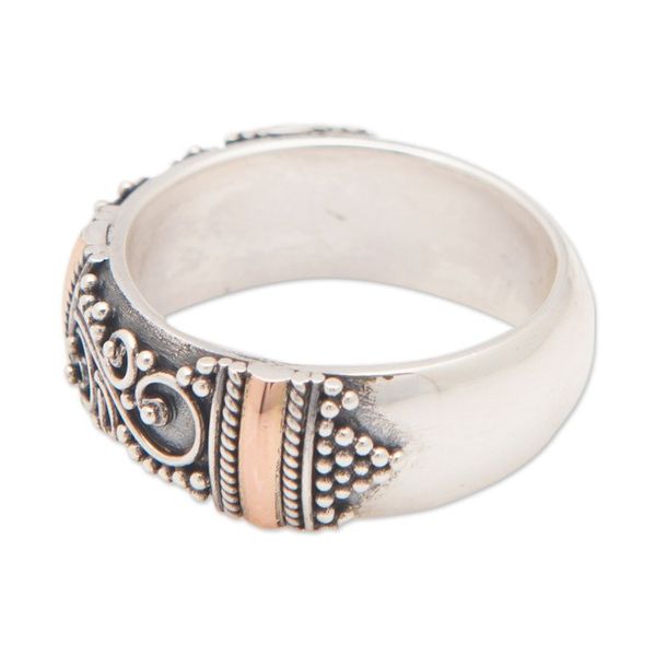 Alternate image for Sterling Silver Band Ring with 18k Gold Accents from Bali Precious Wish