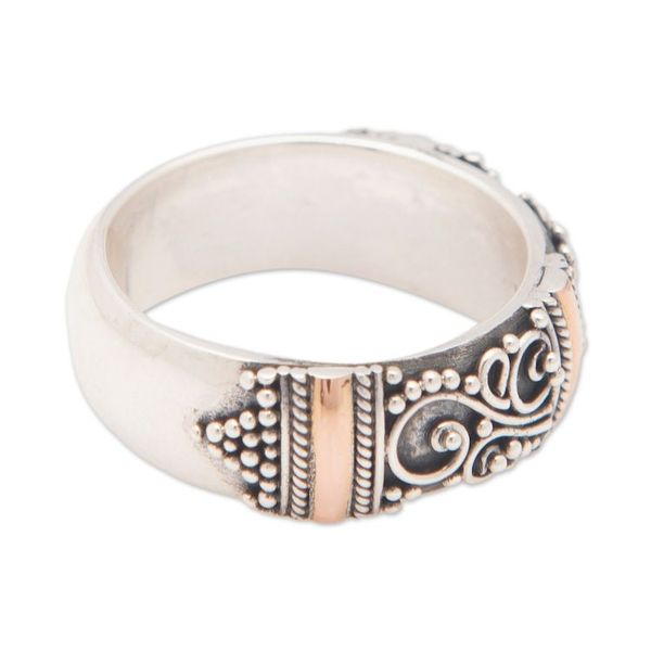 Alternate image for Sterling Silver Band Ring with 18k Gold Accents from Bali Precious Wish