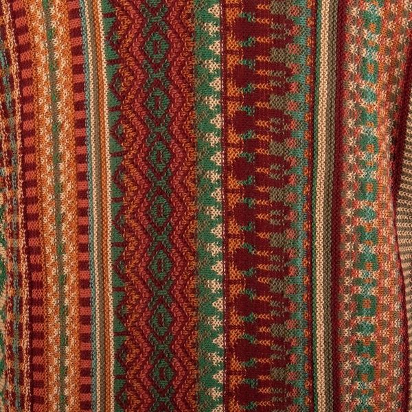 Alternate image for Baby Alpaca Blend Cardigan with Geometric Patterns from Peru Zig-Zag Threads in Red