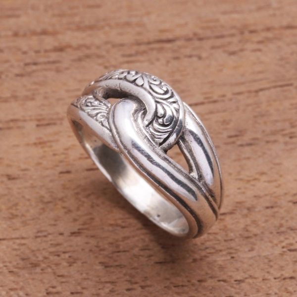 Alternate image for Patterned Sterling Silver Band Ring from Bali Elegant Link